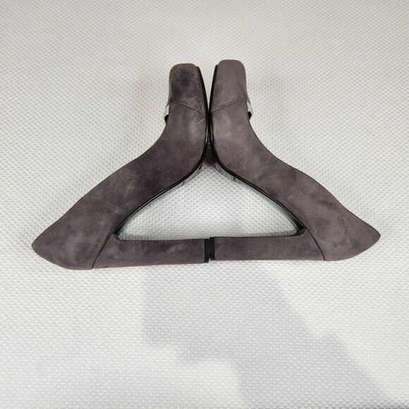 Furla Gray Suede Pumps Shoes Heels Silver Accent Size EU 39 US 8 - Picture 7 of 8